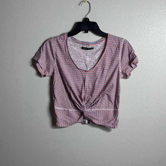 Abercrombie & Fitch Women Striped Crop Top Twist Knot Size M. - Picture 1 of 7